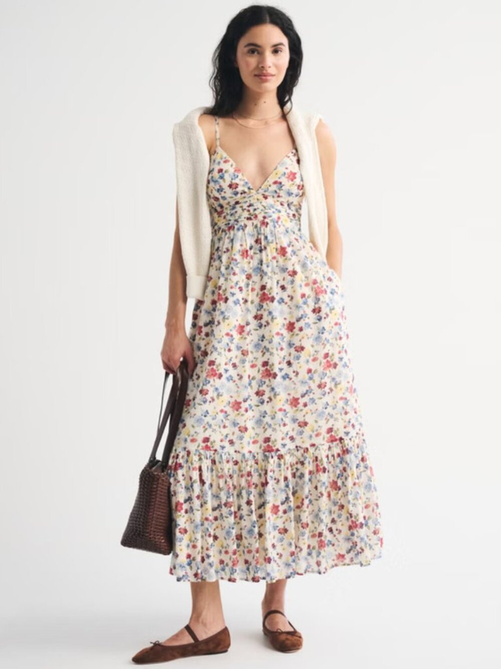 Abercrombie & Fitch Cream Floral Maxi Dress